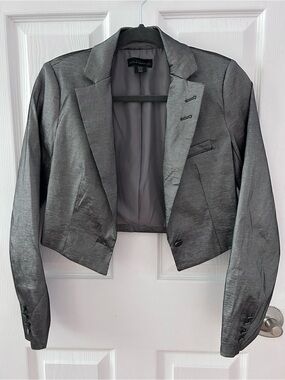 House of Harlow 1960 Metallic Cropped Blazer - Silver